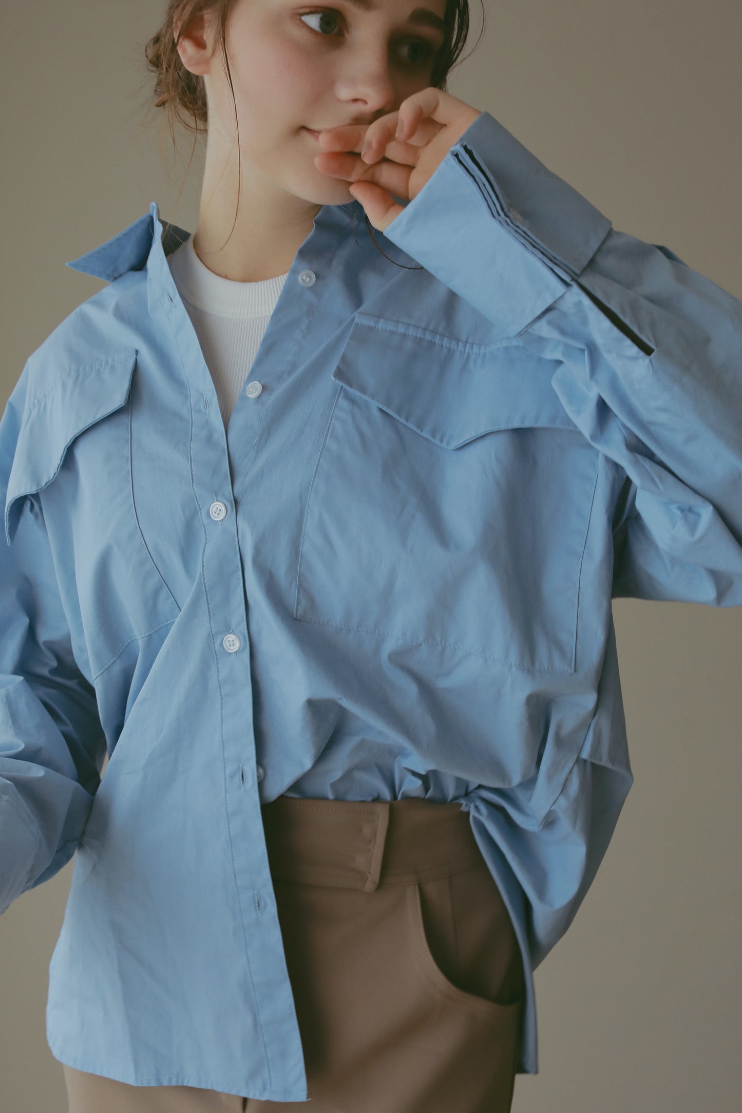 【 price down】フラップポケットルーズシャツ